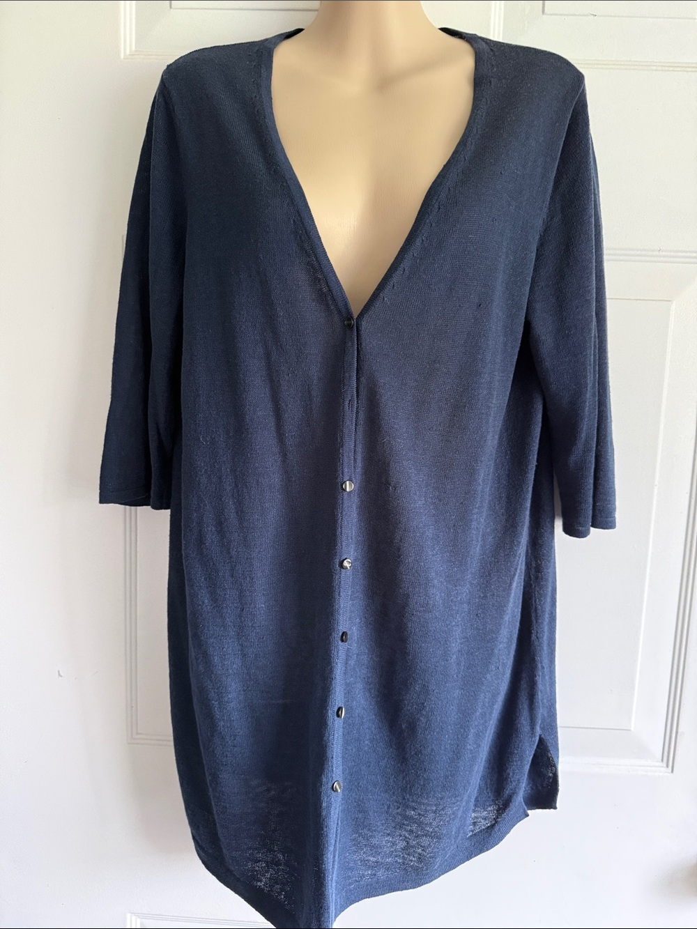 J. Jill Navy Blue Lightweight Button-Front Cardigan